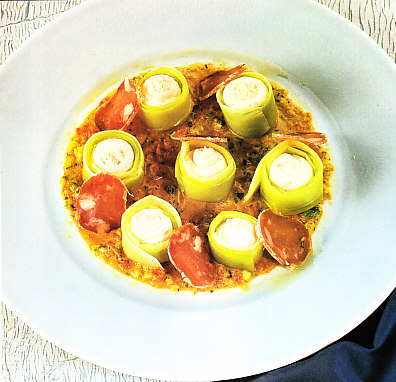 Rollitos de puerro rellenos de requesón