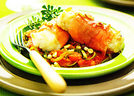 Rollitos de rape y jamón
