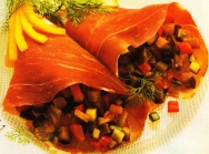 Rollos de jamón con verduras