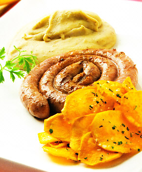 Salchichas con puré de castañas