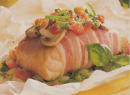 Salmón en papillote con bacon
