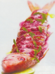 Salmonetes en cebiche y leche de tigre