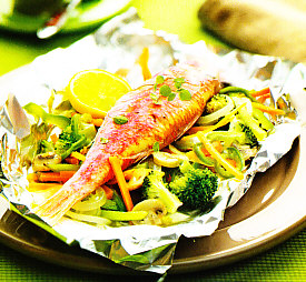 Salmonetes en papillote
