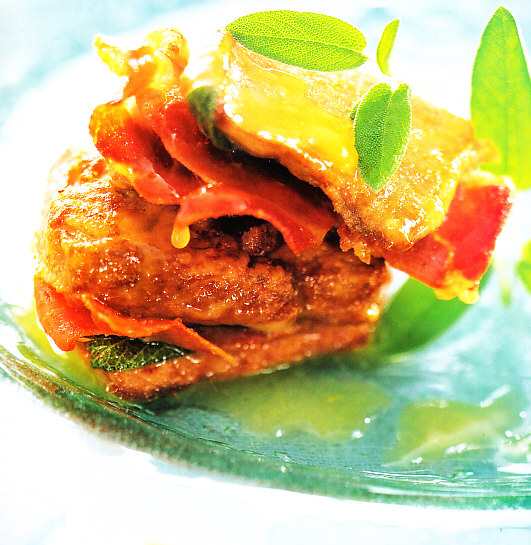 Saltimboca de filete de jabalí a la romana