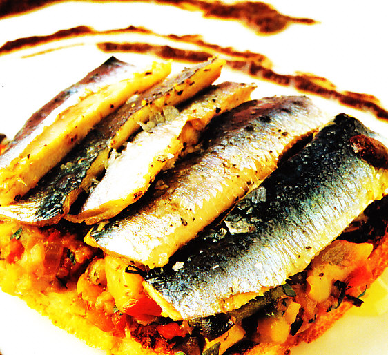 Sardinas con trinxant de escalivada