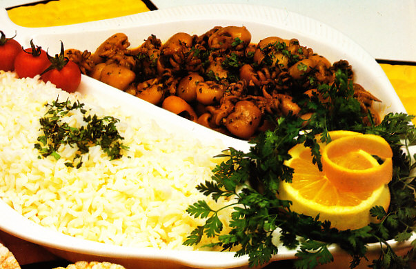 Sepiolas con arroz
