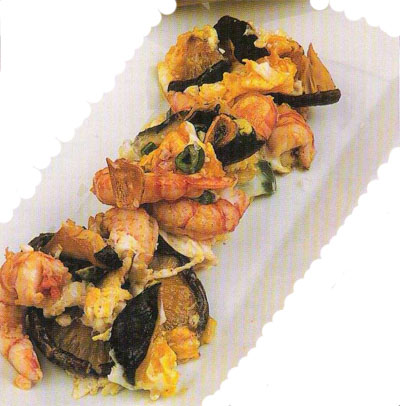 Setas con gambas