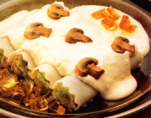 Canelones de verduras con jamón
