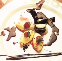 Chocolate y menta con crema helada de queso