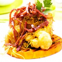 Coliflor con calabaza asada