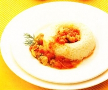 Corona de arroz con chirlas