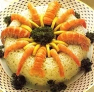 Receta de Corona de arroz con cigalas y langostinos