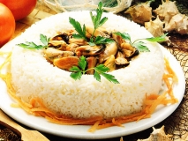 Corona de arroz con mejillones