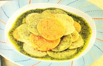 Corzetti de colores con pesto de calabacín