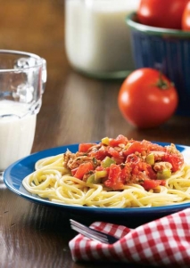Espaguetis con salsa de pavo