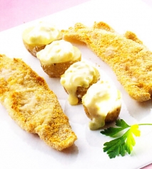 Receta de Filetes de lenguado y patatas con salsa tártara