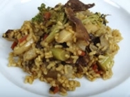 Receta de Guiso de arroz con setas y bacalao