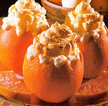 Helado de naranja en su piel