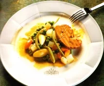 Receta de Hígado de pato a la sartén con verduras salteadas