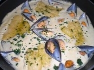 Lenguado con mejillones a la crema