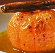Mandarinas caramelizadas con coulis