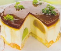 Pastel relleno de bolas de toffe y de te macha