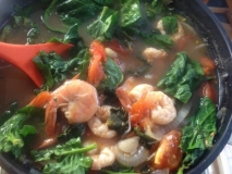 Receta de Sinigang (sopa de tamarindo, camarones y vegetales)