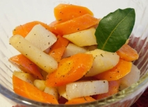 Zanahorias y nabos glaseados en microondas