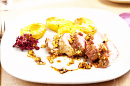 Solomillo con almendras