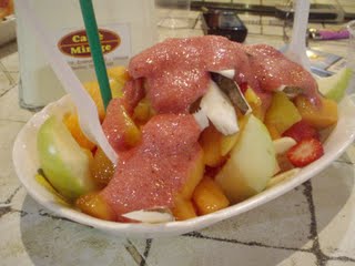 Sopa de coco con melón y granizado de pomelo rosa