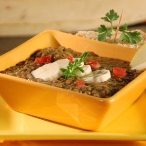 Sopa de lentejas con caldo de verduras