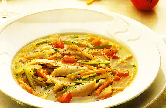sopa de pavo con verduras