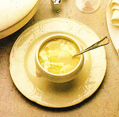 Sopa de puerros con bacalao