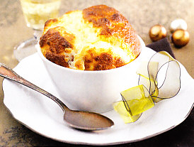 Soufflé de queso gruyère y gambas