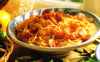 Espaguetis con gambas