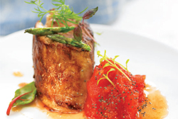 Taco de pluma ibérica con confitura de tomate y romero