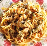 Tallarines con queso azúl y vodka
