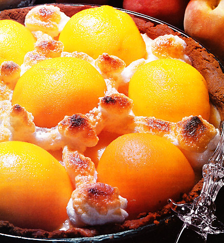 Tarta de melocotones y coco