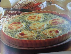 Tarta de puerros y setas con queso de cabra