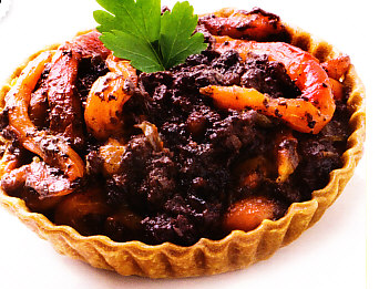 Tartaletas con morcilla y morrones
