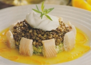 Tartar de trucha con lentejas