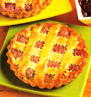 Tartas rellenas de requesón rosa