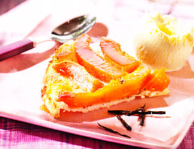 Tatin de papaya a la vainilla.