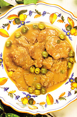 Ternera con olivas verdes