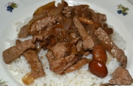 Ternera con setas chinas