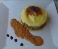 Timbal de ternasco con parmentier de patata