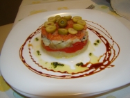 Timbal de verduras arlequín