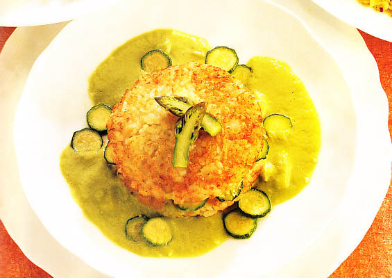 Tortitas de arroz al salto con cebolletas