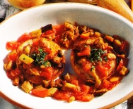 Tostadas con tomate y berenjenas