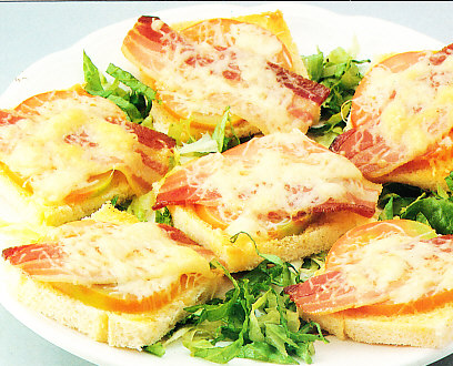 Tostas de queso y bacon